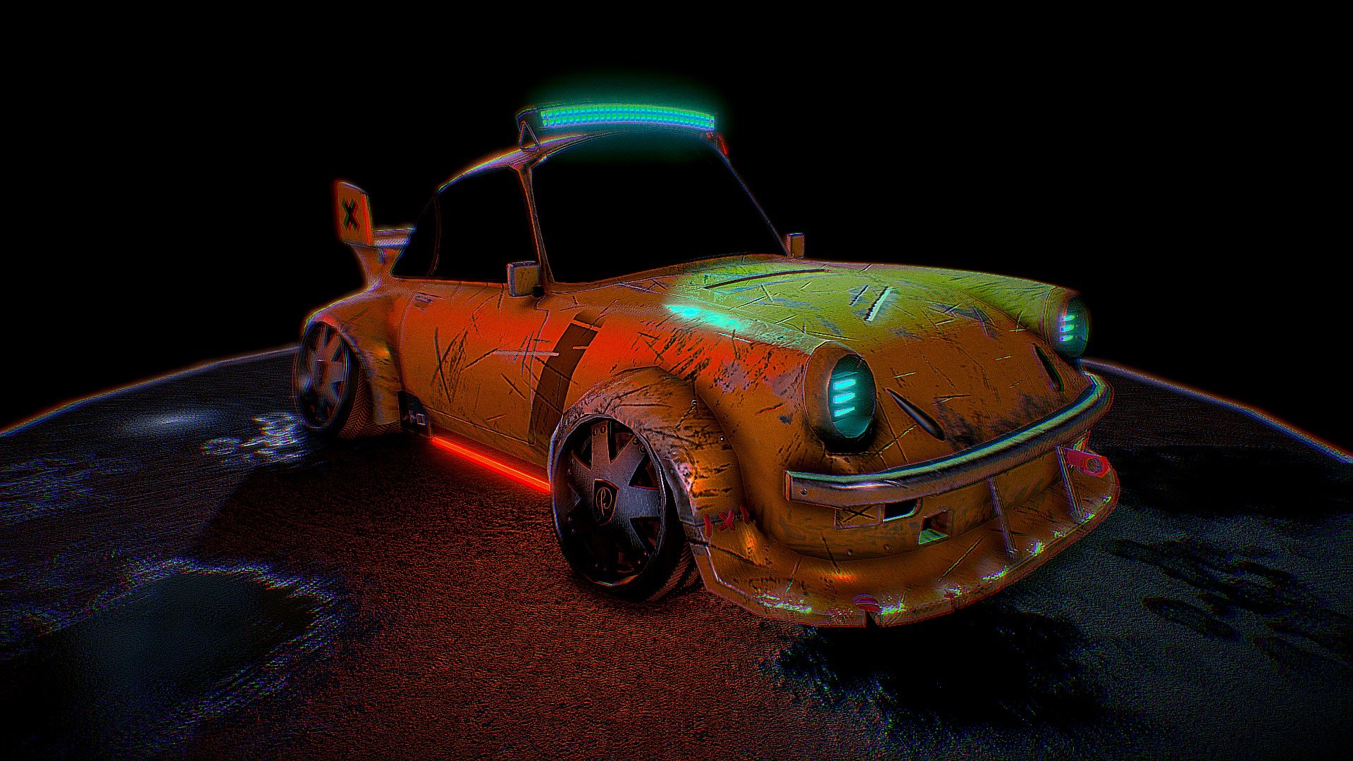 A retro cyberpunk porsche based on the incredible Fernando Correa’s concept:
https://www.artstation.com/artwork/JLvRd