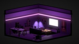 Midnight Game Party Room room, gaming, ps4, party, beer, controller, pizza, isometric, architexture, godofwar, ortographic, midnight, game, art, blender3d, house, home