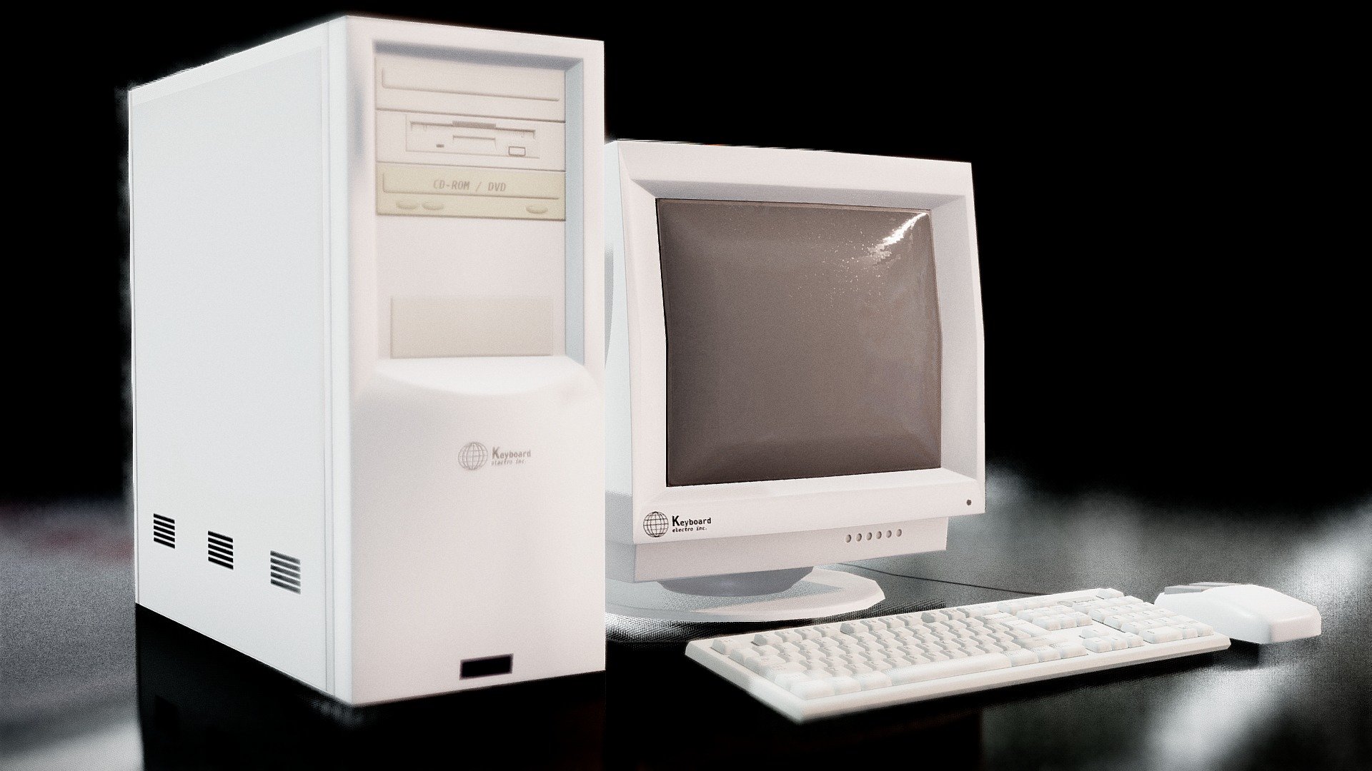 Retro computers pack
-


rendered in Cycles, picture from www.facebook.com/mickael.works

-

You can buy a three tectures pack here : https://skfb.ly/6yIQ9

-

DEMO

Small animation demo with the model : 
https://skfb.ly/6yBFt

-

PBR

The textures are in PBR (diffuse, roughness, normal map, metalness) in 2k.

-

USE

The model could be used in real time application like VR, AR or games, the mesh was triangulate, too (if you want the model in quads, you can download the additional file).

-

SOFTWARES

Made with Blender and Photoshop.

-

MORE

Don't forget to subscribe for more ! If you have any question or issue, tell me in the comments section below and I'll do my best :)