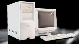 Low poly Retro computer #2 computer, vintage, retro, electronics, ordinateur, low-poly, game, pbr, blender3d, keyboard