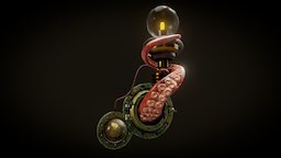 Tentacle Lamp lamp, steampunk, deco, tentacle, metal, nautical, glass, light