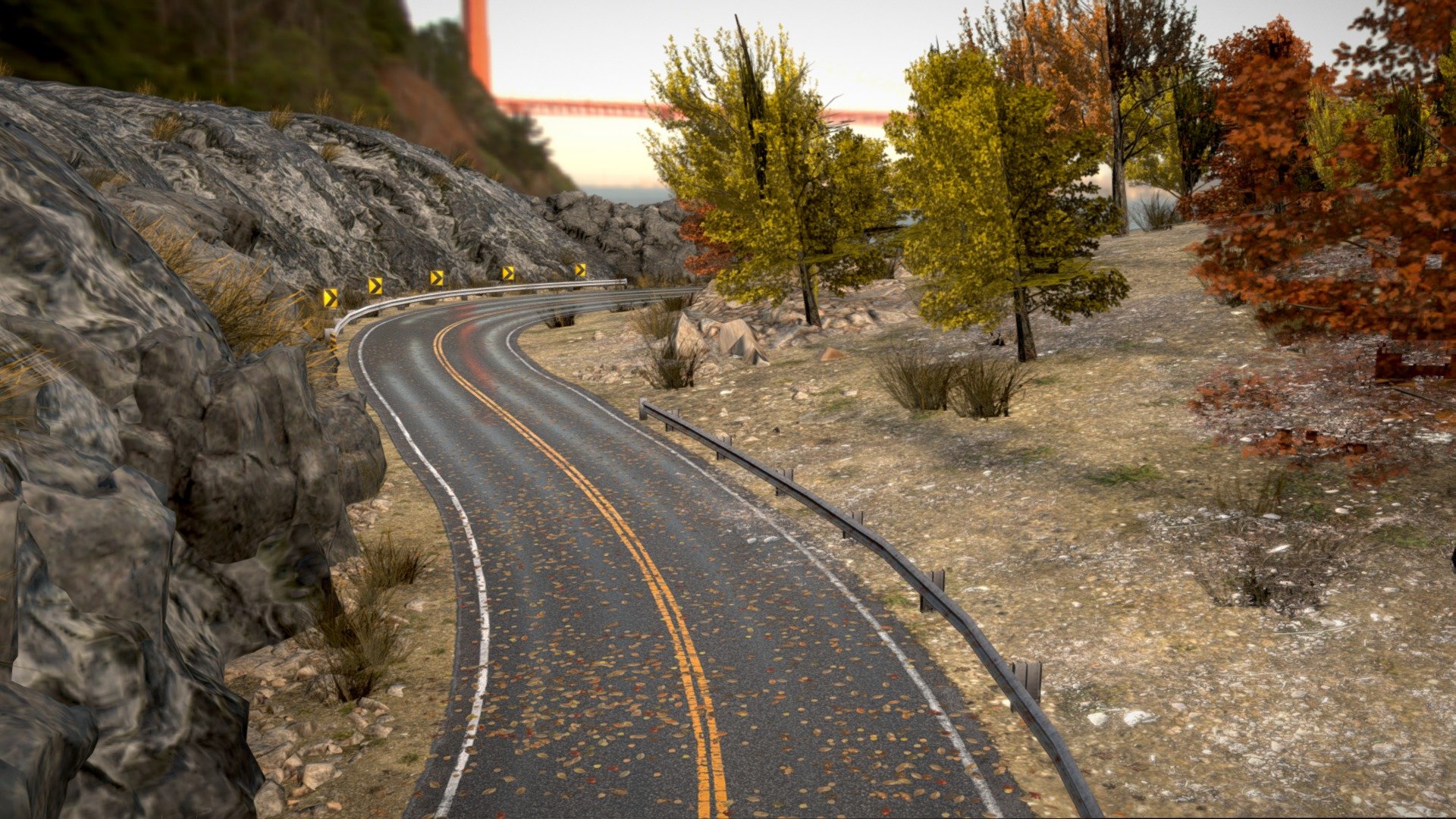 Composed of a 2 lane highway, complimented with a realistic natural environment. Perfect for personal projects.

Scene Information:




Modelled in Blender 3.3.2

Fully UV unwrapped

All materials are allocated to their objects.

Textures Included:




1k/2k resolution textures

Base color

Roughness

Normal (Open GL)

Opacity

Height (only for rocks)

Poly Count:

Faces: 240K
Verts: 200k
Tris: 320K

Formats:

.obj
.blend
.fbx

Feel free to dissect the scene, add new features to it for your personal projects however you desire. Have a nice day. 👍