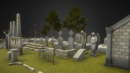 Stylized Graveyard tree, plant, skeleton, graveyard, grass, bone, ground, props, sarcophagus, unity3d-blender3d-lowpoly-gamedev, environment-assets, pumpkin-halloween, stylized-environment, stylized-texture, unity, skull, gameasset, stylized, fantasy, dark, halloween, pumpkin, tomb, modular, environment, graveyard-props, graveyard-scene, noai