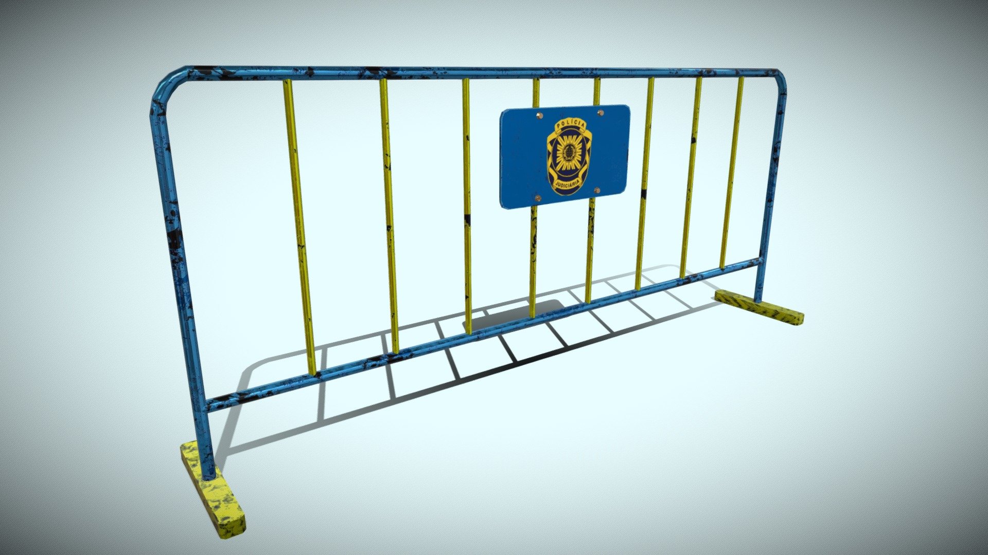 Police metal barriers. Includes more skin in additional download so you can change the symbol and paint the grids as you like. More formats DAE FBX OBJ.