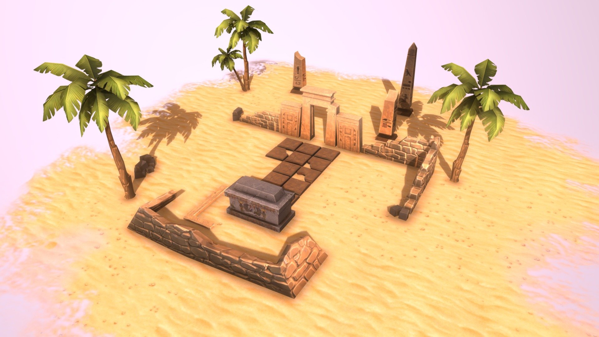 Elements for low poly Egypt location.