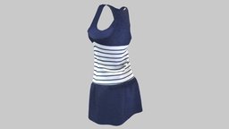 Female Racer Back Mini Dress racer, mini, back, sports, fitness, gym, skirt, dress, tennis, pbr, low, poly, female