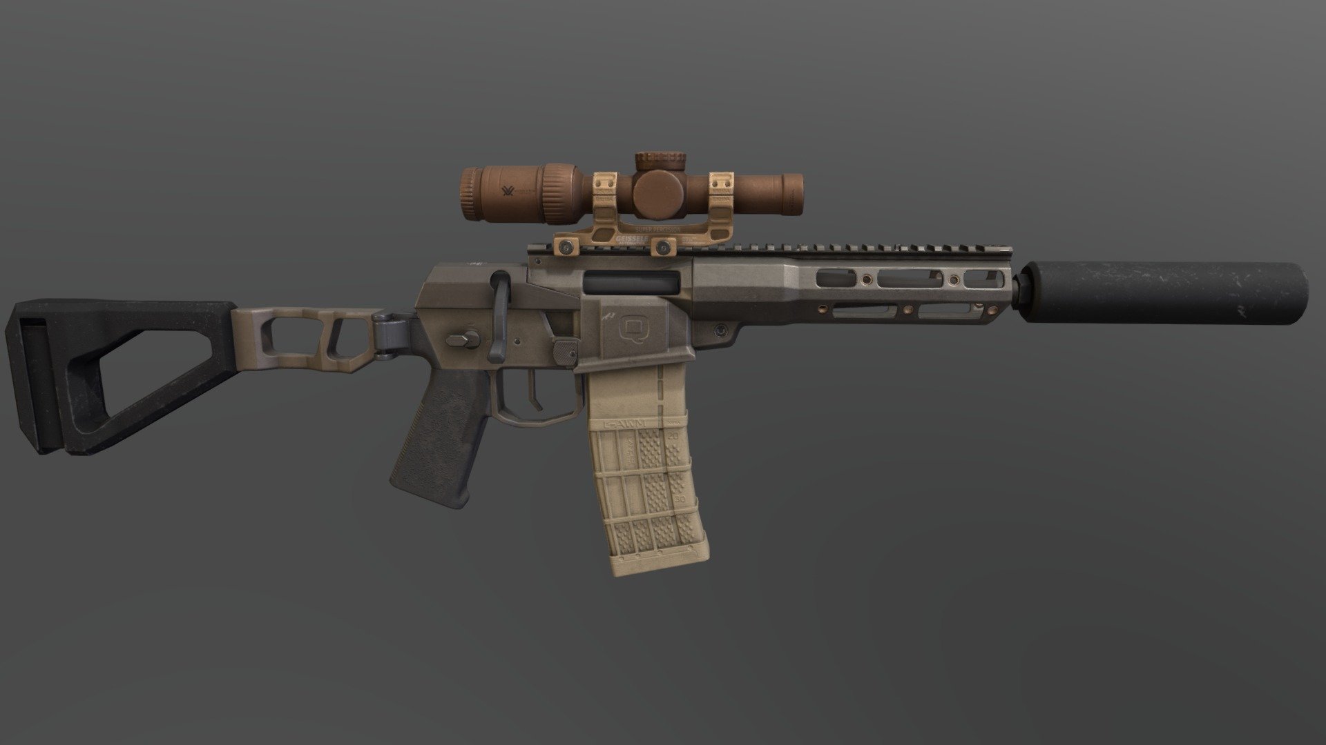 Game ready full PBR rifle
1 4k res texture map.