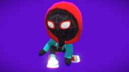 Fan Art - Spider Man Miles chibi, spider, dance, mixamo, swinging, character, cartoon, man, animation, skin, hypercasual