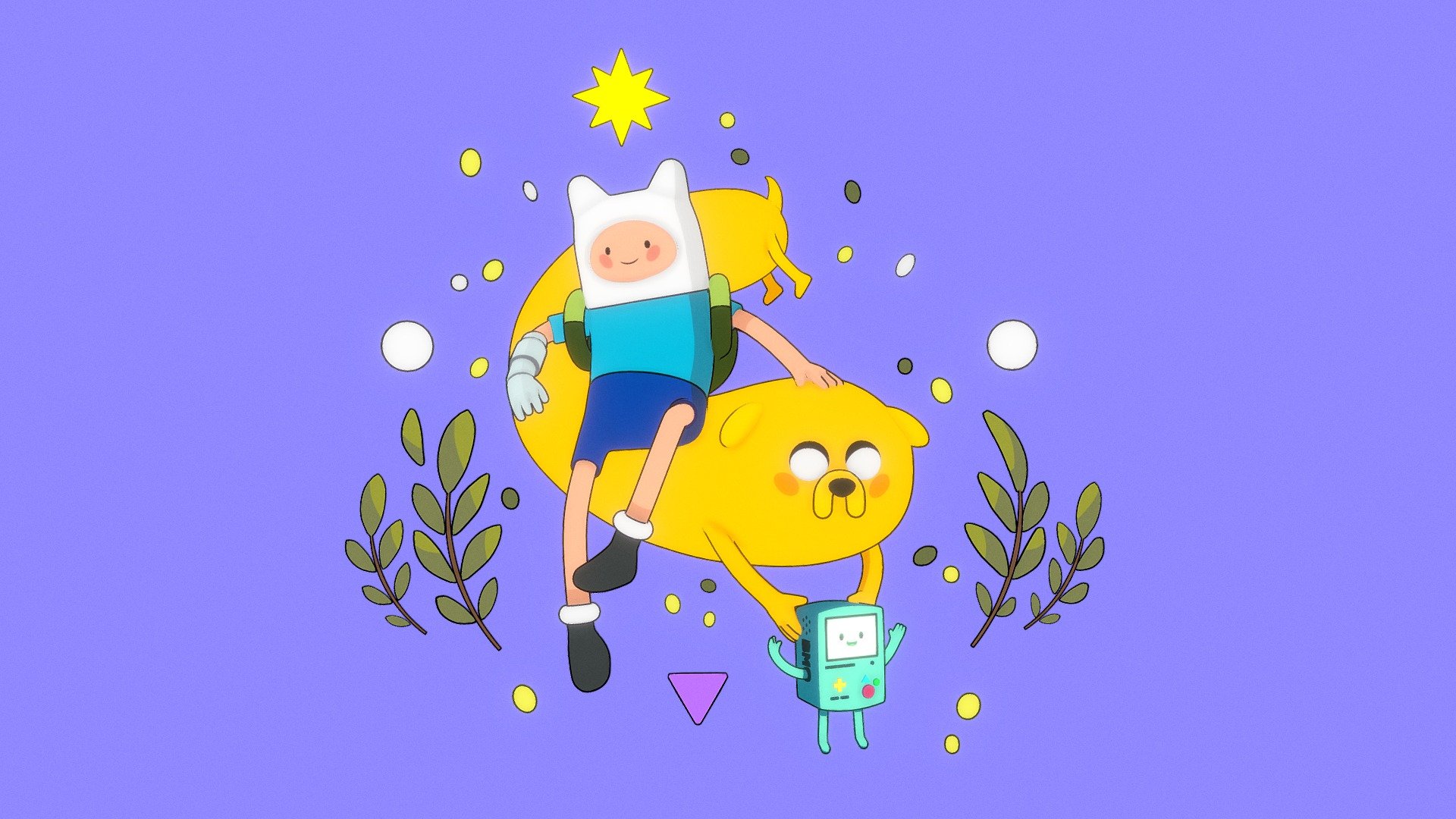 My first model using the celshading technic. Modeled with Maya and  Zbrush and textured with Photoshop. Characters of the cartoon series Adventure Time. Small scene based on the concept of Alba Ballesta González (Artstation). The rigging that I used to pose Finn was made by Jose.M (https://sketchfab.com/JoseMZarraga)