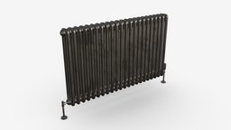 Horizontal column bare radiator 01 bar, system, heat, column, hot, radiator, central, thermal, metal, warm, thermostat, temperature, 3d, pbr, technology