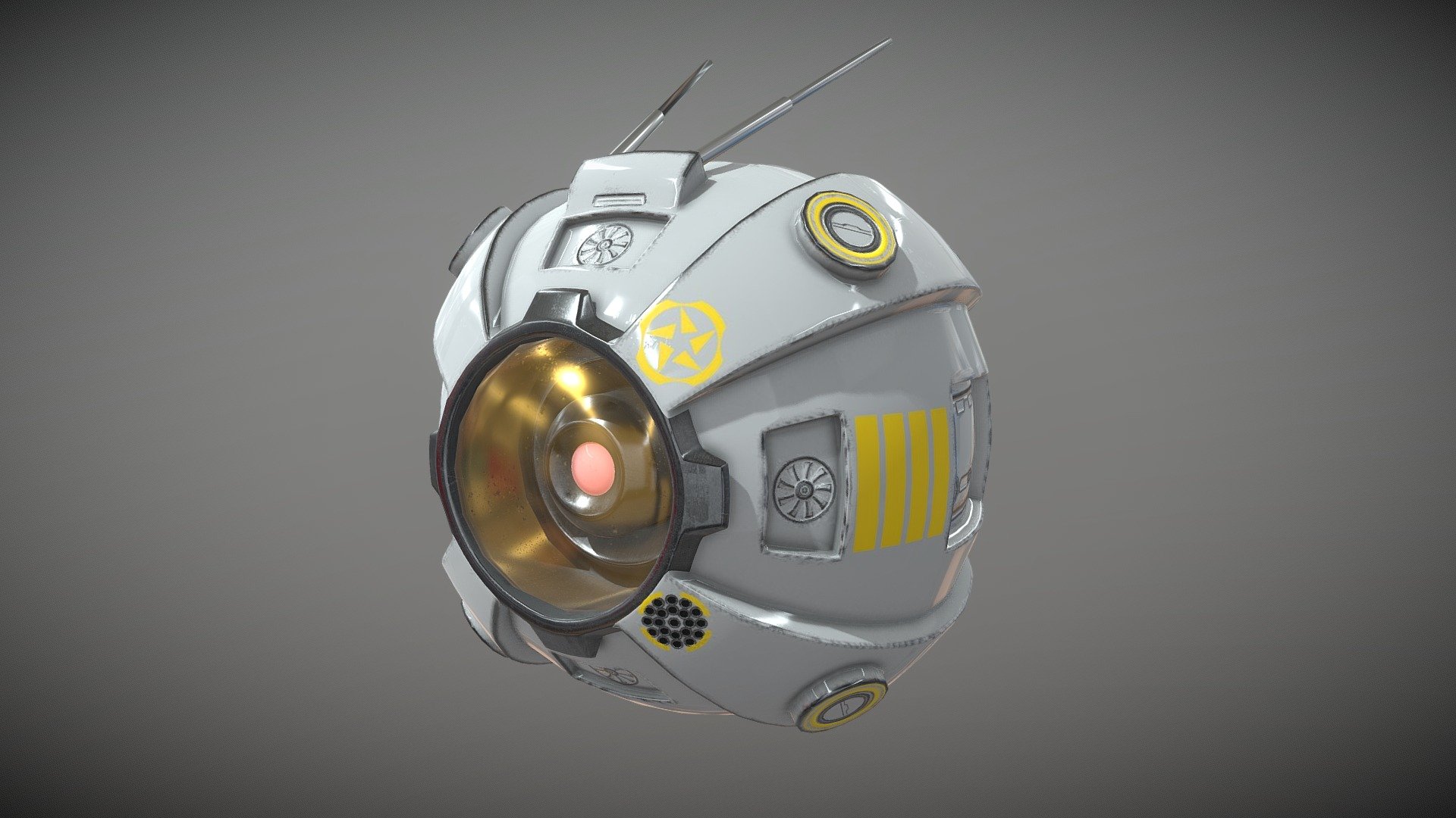 A PBR Scifi Drone created in blender and textured in Substance Painter. This model is fairly high poly, and shouldn't really be used for games. It was mainly created to test my texturing skills more than anything.