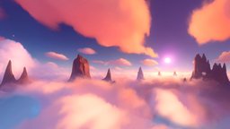 SkyBox 002 scene, sky, 360, clouds, level, rose, day, sunny, panorama, leveldesign, casual, dreamy, 6k, wallpaper, skybox, cloudy, cubemap, cartoon, stylized, blue, anime, environment, noai, createdwithai
