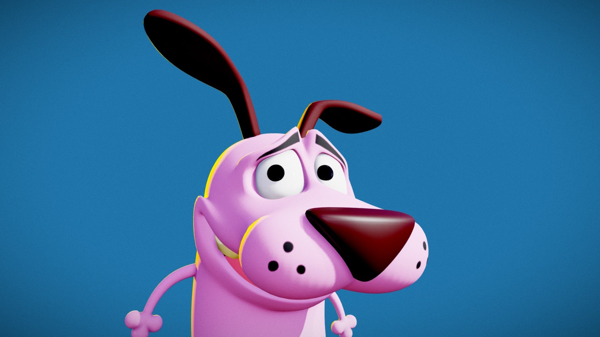 We interrupt this program to bring you, Courage! The Cowardly Dog Show! Starring, Courage! He's one of my favorite cartoon characters, I box modeled him in blender. he was surprisingly easy for me to model! anyways enjoy!
