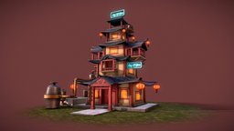 Bathhouse Castle castle, handpainted, art, lowpoly, gameasset, house, handpainted-lowpoly