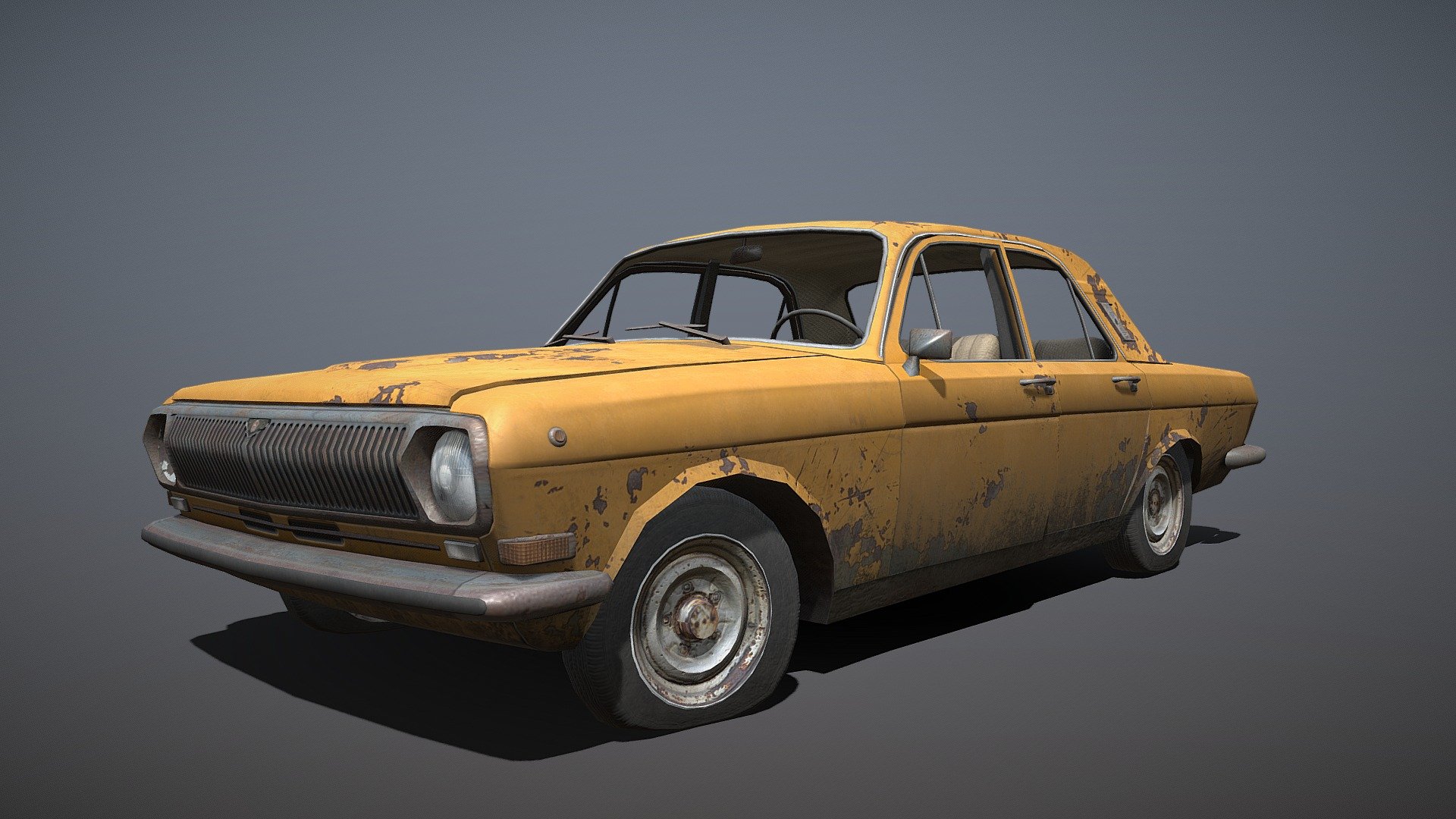 A low poly game-ready volga prop. The Volga manufactured by Gorkovsky Avtomobilny Zavod, it was designed in 1970 and production continued with very minimal changes to the blueprint until 1992. This asset is ready with normals/pbr to be placed in a game environment as detail.
