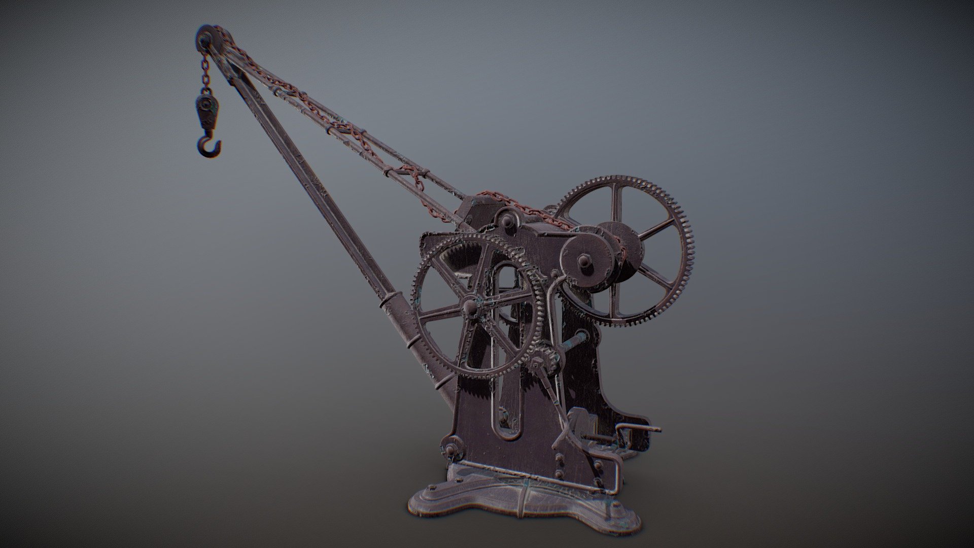 To purchase and more models: 
https://www.artstation.com/marketplace/p/a1MRq/victorian-manual-crane?utm_source=artstation&amp;utm_medium=referral&amp;utm_campaign=homepage&amp;utm_term=marketplace

High poly 3D model with bevels- no subdivision needed.

68046 polygons 

PBR textures, 4096X4096.

Fairly detailed for close shots.

Not to be used for any AI training/other use.