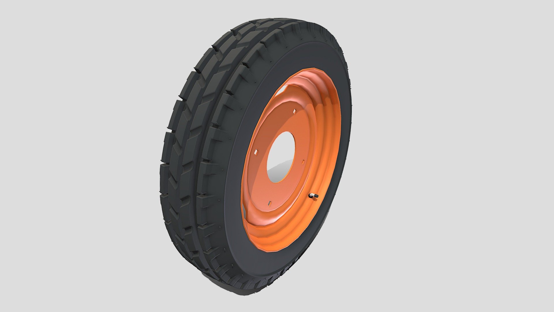 Tractor Wheel 3d model rendered with Cycles in Blender, as per seen on attached images. 
The 3d model is scaled to original size in Blender.

File formats:
-.blend, rendered with cycles, as seen in the images;
-.obj, with materials applied;
-.dae, with materials applied;
-.fbx, with materials applied;
-.stl;

Files come named appropriately and split by file format.

3D Software:
The 3D model was originally created in Blender 2.8 and rendered with Cycles.

Materials and textures:
The models have materials applied in all formats, and are ready to import and render.

Preview scenes:
The preview images are rendered in Blender using its built-in render engine &lsquo;Cycles'.
Note that the blend files come directly with the rendering scene included and the render command will generate the exact result as seen in previews.
Scene elements are on a different layer from the actual model for easier manipulation of objects.