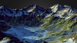 Melting Mountain Lake (World Machine) world, landscape, terrain, machine, vistas