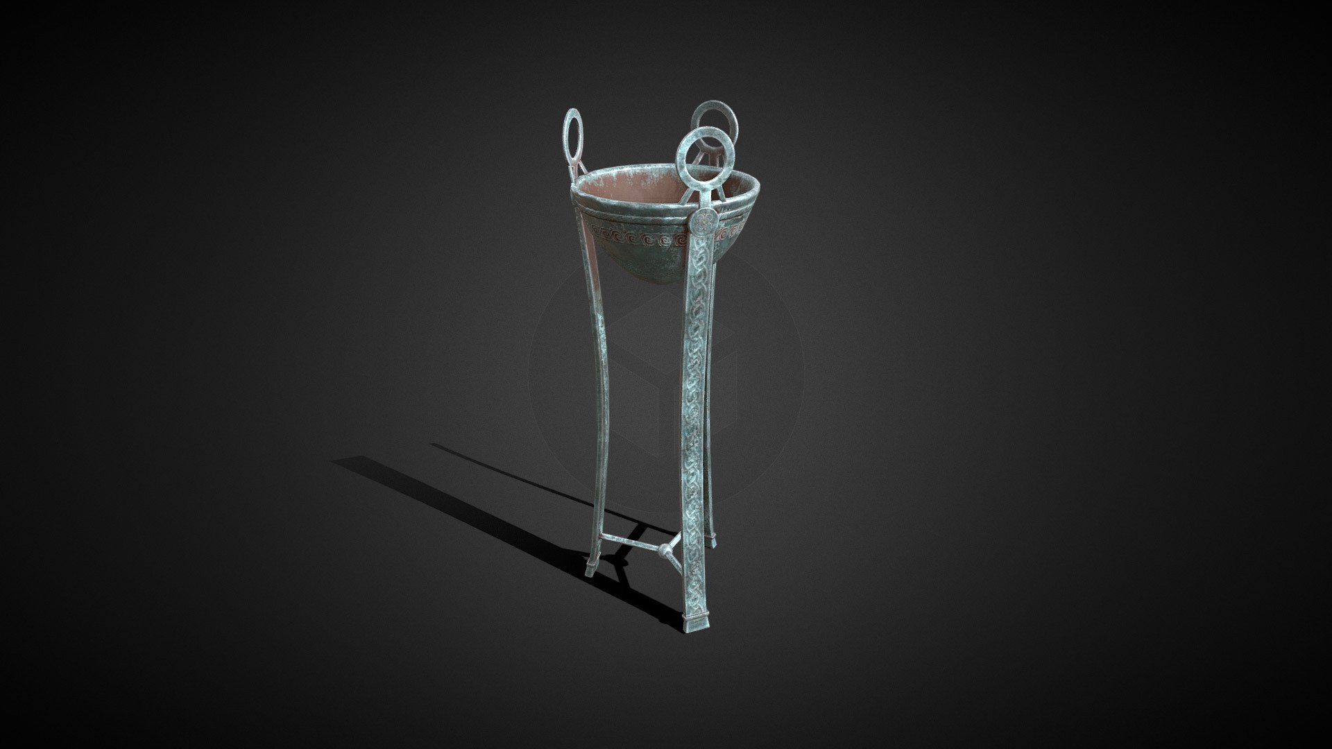 Ancient Roman standing copper brazier prop that can be used in any real-time game engine.