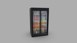 Low Poly Soft Drinks Fridge cafe, restaurant, sliding, doors, big, store, soft, drinks, fridge, pbr, low, poly, shop