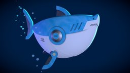 Robot Shark shark, mecha, water, blender, blue, robot, sea