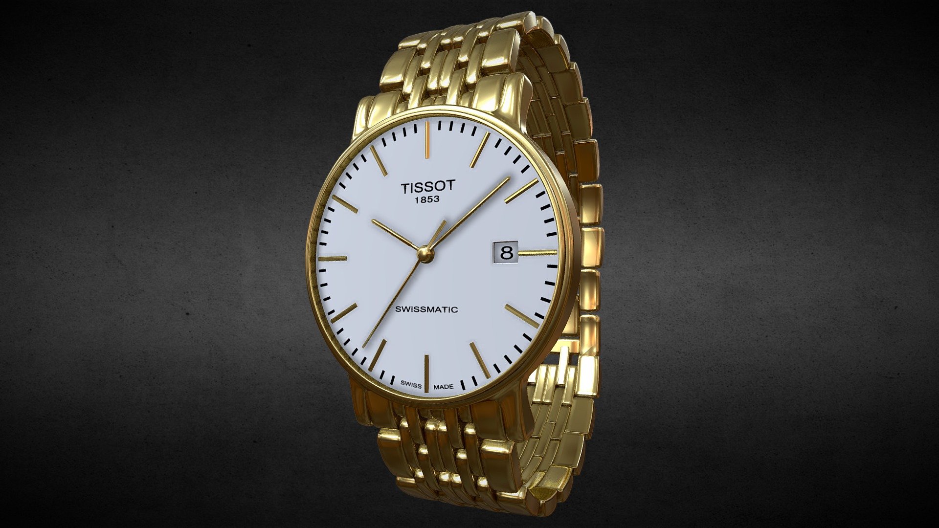 Awesome stainless steel Tissot T-Gold Carson T73.3.413.11 watch․
Use for Unreal Engine 4 and Unity3D. Try in augmented reality in the AR-Watches app. 
Links to the app: Android, iOS

Currently available for download in FBX format.

3D model developed by AR-Watches

Disclaimer: We do not own the design of the watch, we only made the 3D model.