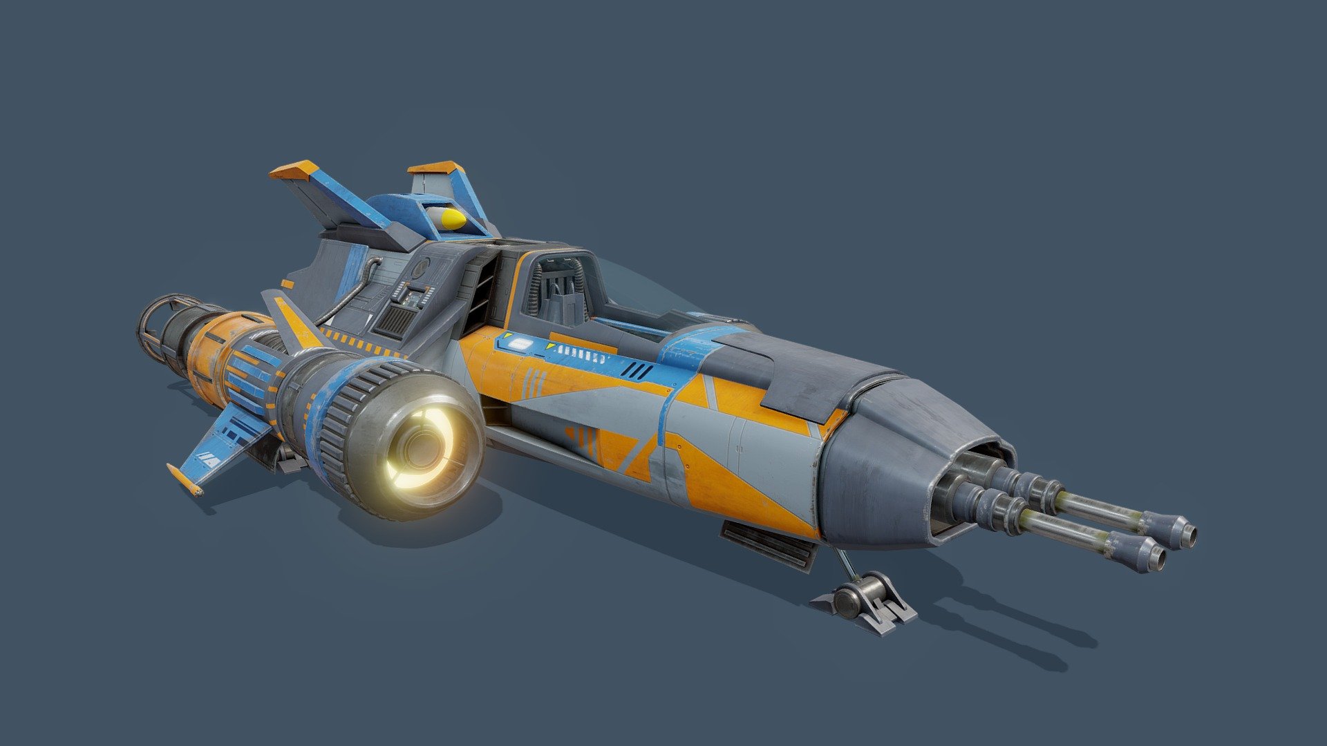 GET IT ON FAB!

Custom version of a Starfighter based on a few Sci Fi ships and some parts of my own design. 

139k Tri's 71k Poly's

4096 textures.  5 Materials  because I have made the glass seperate but it uses the same textures as CF_PartA

Baked textures are included in case people want to use a program like substance painter to retexture the model.

Download includes a Zip with Textures in correct folders so they are easy to understand.  And includes 4 versions of the model.  3 attached meshes, one with cockpit closed, one in  flight mode with landing gear folded away, one landed with cockpit open, and a version with parts unattached, pivots added to landing gear and cockpit hatch, so they can be taken into a 3d program and animated.

MAKE SURE TO DOWNLOAD THE ADDITIONAL FILE LINK It contains all the proper models and textures in the right folders

DO NOT RESELL