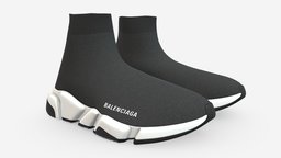Balenciaga Speed LT sneakers Low-poly 3D model cloth, fashion, speed, foot, shoes, boots, run, footwear, sole, running, sneakers, sock, streetwear, trainers, kicks, gucci, balenciaga, character, clothing, sneakrs