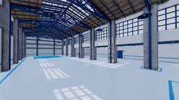 SHC Factory Hall Renovated scene, modern, storage, studio, other, warehouse, compound, clean, hall, old, sovjet, stair, blender, lowpoly, building, blue, factory, interior, industrial, light, environment, renovated
