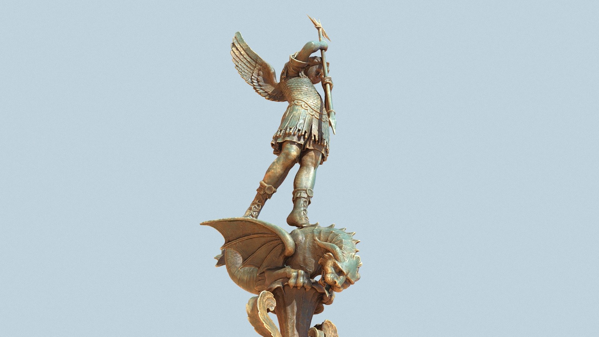 Archangel Saint Michael on top of Notre dame de Fourviere Lyon slaying Satan as a dragon ! 
In these times of confinement due to the coronaviru, I though it was a good time to finish this scan and see If this Archangel can help fight this pandemic.