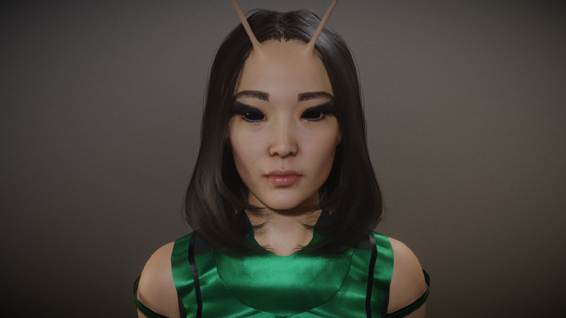 Guardians of the galaxy Mantis. Model in Blender file. Fully rigged. SSS subsurface scattering. mixamo bone names for animation.