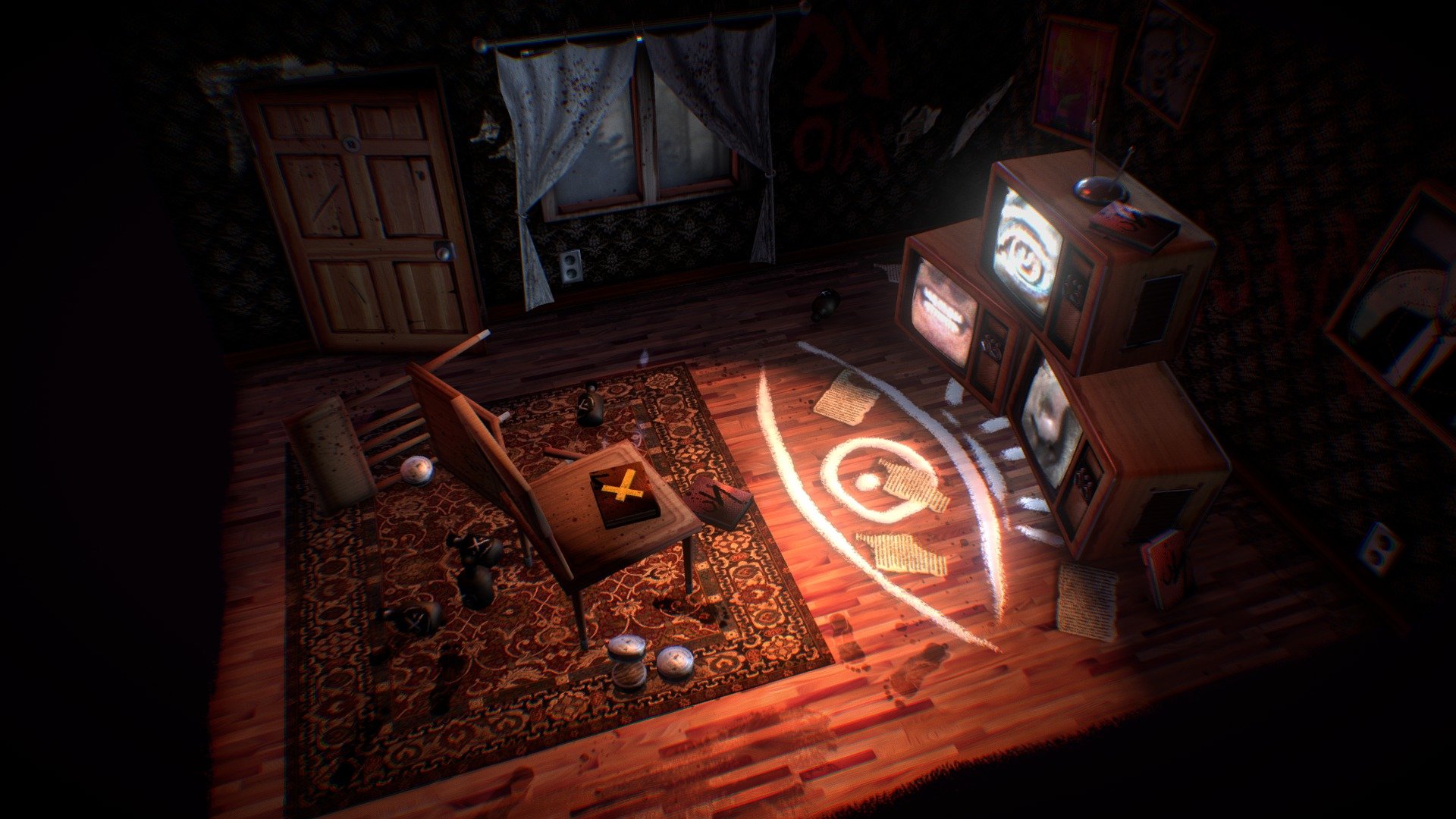 low poly scene for random indie horror game
