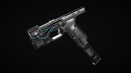 Sci-Fi Laser pistol "PLS - 89" handgun, fps, battery, props, realistic, pistol, raygun, real-time, lasergun, hightech, digital3d, accumulator, weapon-3dmodel, sci-fi-weapon, weapon, pbr, gameart, military, sci-fi, hardsurface, concept, gameready, scientific-gun