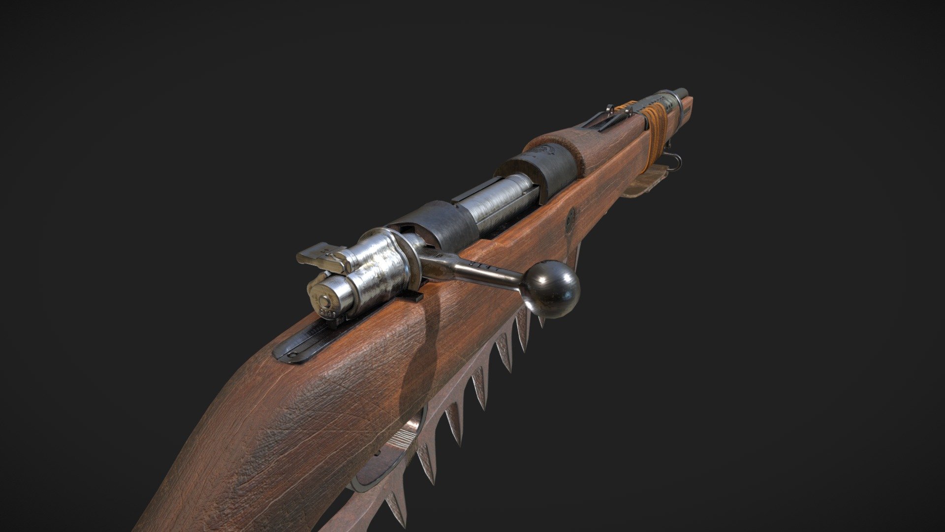 This week I finished working on texturing and did the final touch ups in substance painter to ensure I am getting the look i want from my rifle. I wanted to give it a worn but still useable look with the wear that was put on this model..