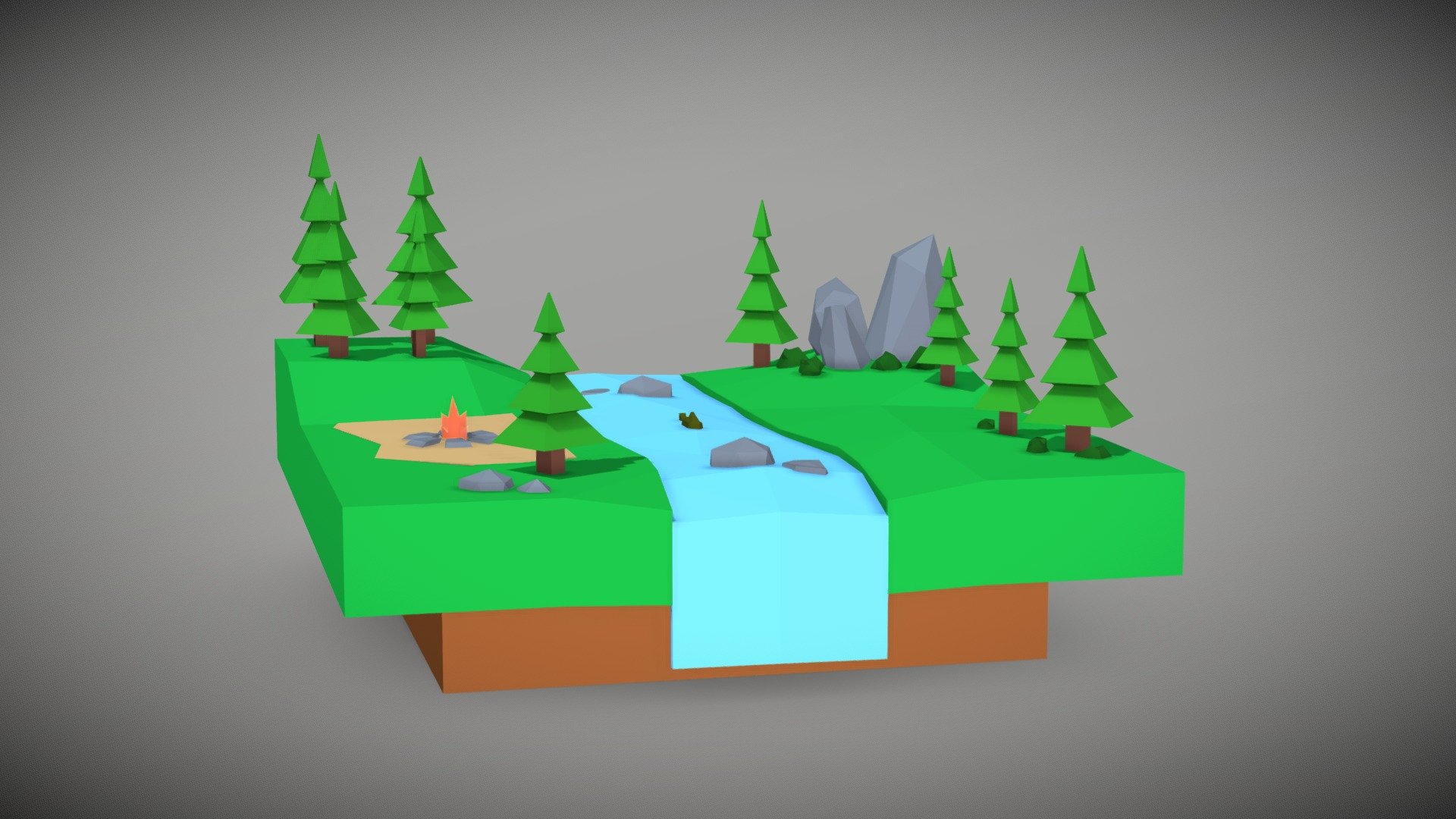 low poly model forest islad