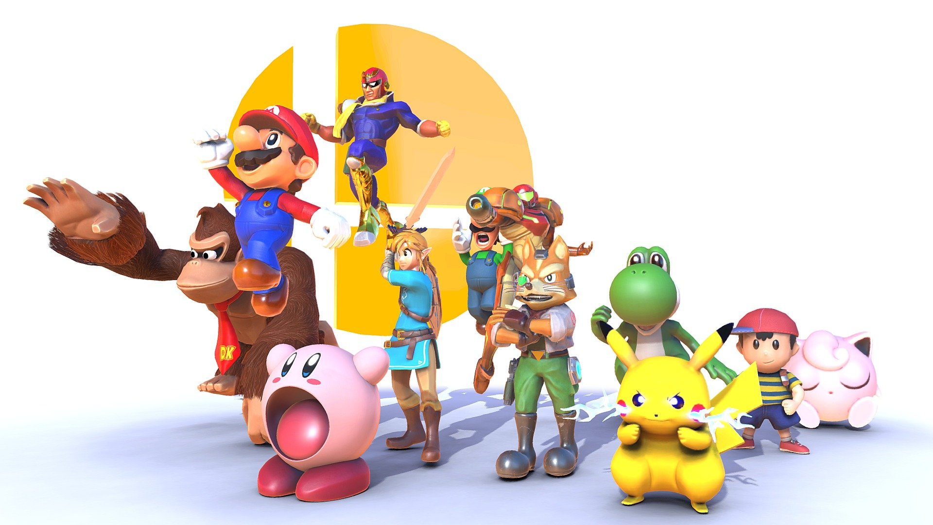 Here’s a challenge I'm doing: modelling a Smash Bros character each day until Smash Ultimate releases. This project started October 2nd. I probably won’t manage to strictly model one per day but I’m eager to see it through.

Anyway, here are the original 12 from Super Smash Bros 64. This is my taking on the original Nintendo characters that debuted in the first entry of the Smash series. They’re all low poly, PBR with a cartoon style. Hope you like it and look forward for future characters!