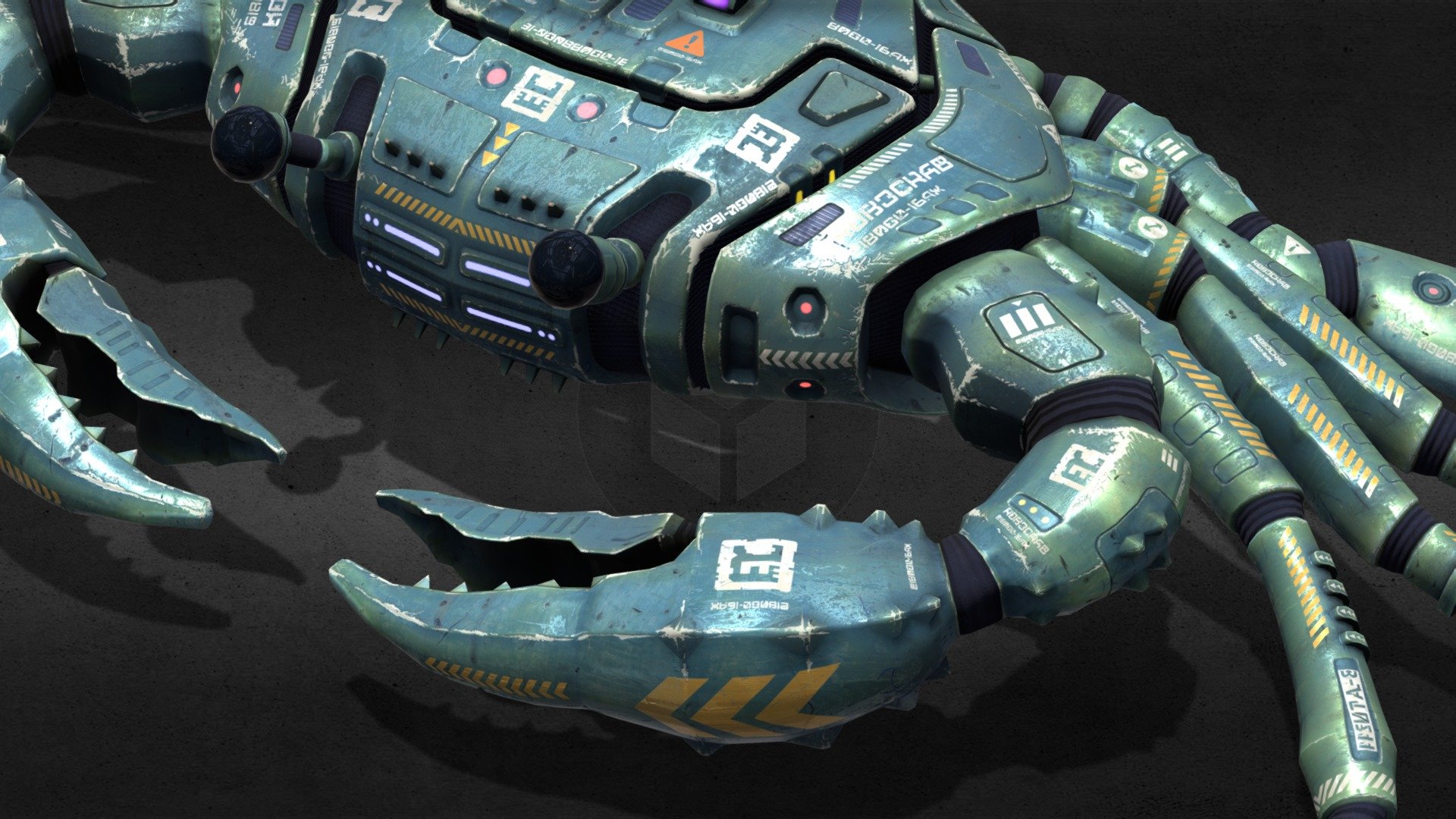 Robot Crab (mid-poly, game-ready). 
Hipoly version (no texture): https://sketchfab.com/3d-models/robo-crab-hi-poly-d453ac186ff149bbb0981e718801010e