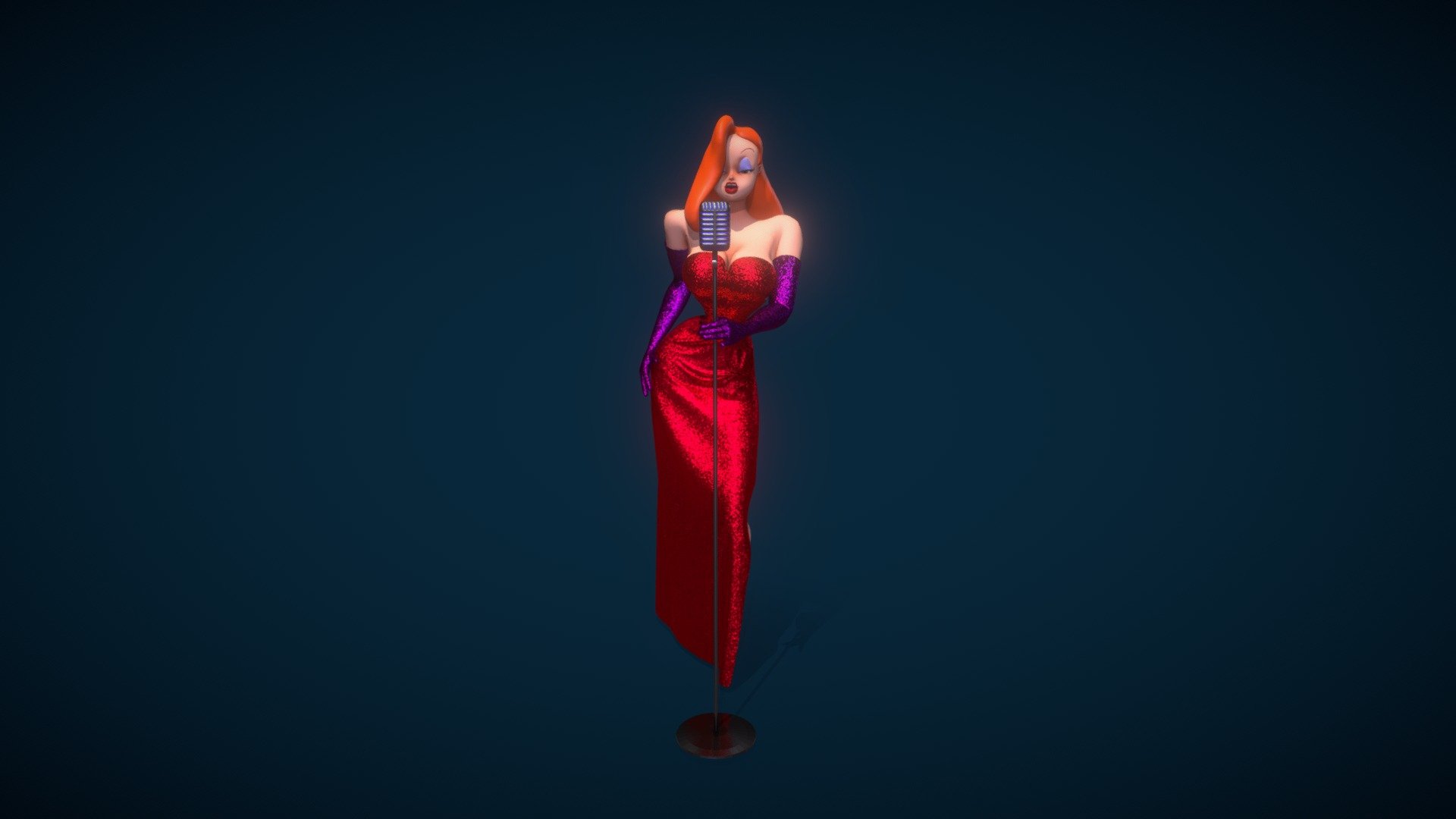 Fan art of Jessica Rabbit. 
She's not bad, she is just drawn that way. 

I'm hoping to build her a proper rig and do an animation of her Singing scene from the film.