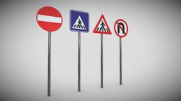 3D model Traffic Signs object, lamp, vray, european, exterior, traffic, road, signs, unreal, corner, guard, obj, sign, ready, barrier, easy, elements, fbx, realistic, old, real, streets, maya, modeling, unity, unity3d, architecture, asset, game, 3d, lowpoly, low, poly, model, stone, city, street, interior, 3dmax, environment, enine