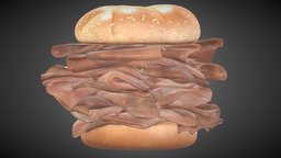 Arby's Roast Beef Sandwich food, sandwich, beef, roast, arbysburger, arbys, substancepainter, substance, blender, blender3d