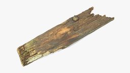 Rotten Plank Short Broken tree, fence, sculpt, plank, exterior, log, block, photorealistic, timber, board, cut, rot, realistic, mossy, weathered, rotten, architecture, scan, wood, building