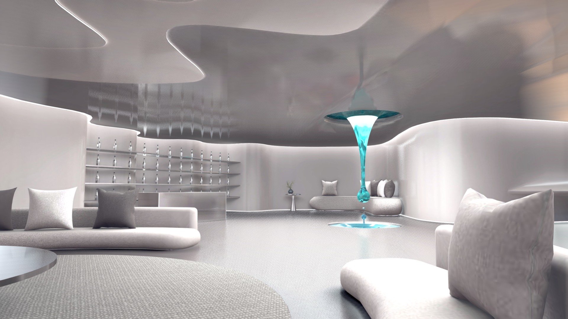 A futuristic living room design with a large area and an organic styling. It includes the surrounding sofa rest area, tea break area, and bar area. A giant solid drop of water suspended from the canopy is acting as an ornamental decorating.
It can also be used as a resting room or lounge




Scaled in real world dimensions

Texture baked already

🔥Note: Spatial seat hotspots supported ( You need to download the additional files which named “with hotspots” )