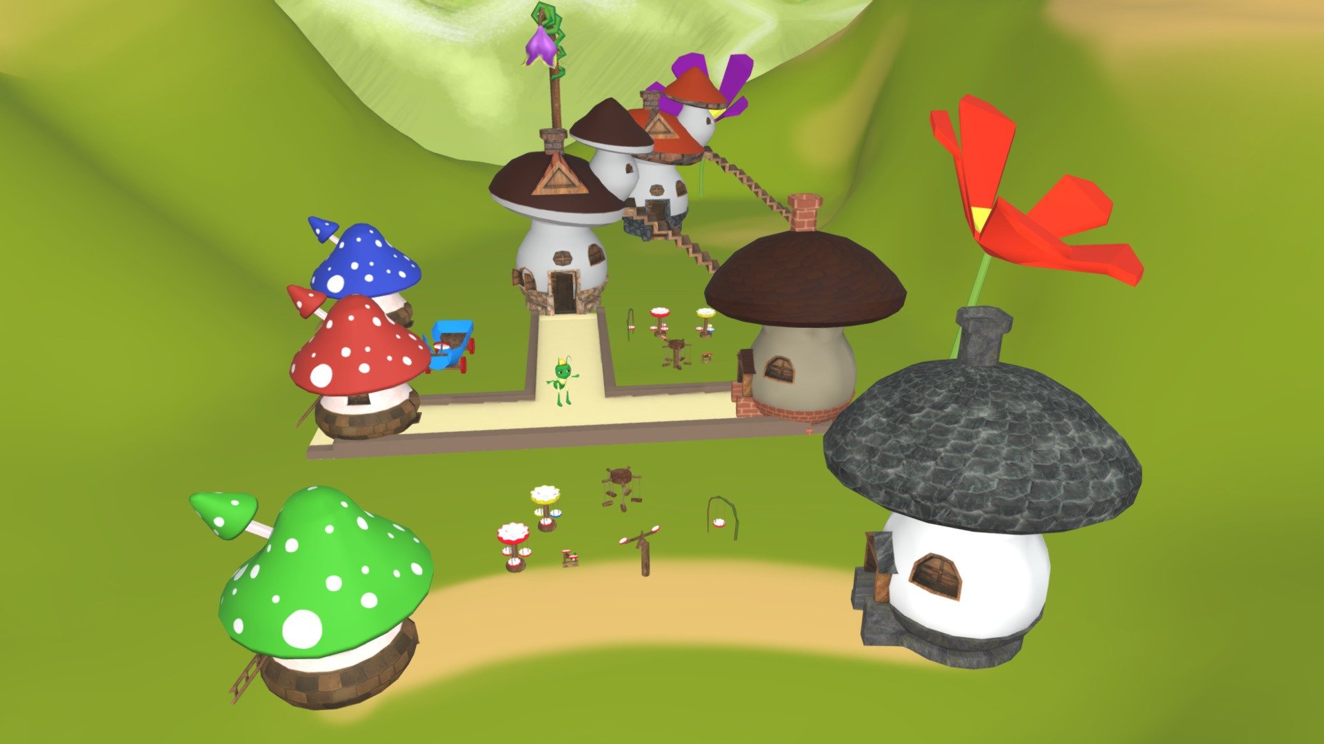 Lowpoly 3D Mushroom Houses for your next game or animation project.
Includes one rigged free character of Green Ant.

Looking for a 3D Mushroom Houses that is both lowpoly and creative? Look no further than the Bugs Mushroom Lowpoly City 3D Art Middle Pack! This package includes one rigged free character of a green ant, making it perfect for any video game or animation project. 

The mushrooms are perfect for any type of city scene, whether you're creating a whimsical wonderland or a bustling metropolis. The possibilities are endless with this set. So what are you waiting for? Get your hands on the Bugs Mushroom Lowpoly City 3D Art Middle Pack today!

We look forward to your feedback so we can create more assets for YOU!