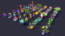 Stylize Plants and Flowers Pack 02 plant, grass, toon, flower, b3d, alien, carnivorous, glowing, gradient, alienplant, blender, lowpoly, blender3d, scifi, plantpack, stylizeplant, wierdplant, alienflowers, uniqueplant, carnivor