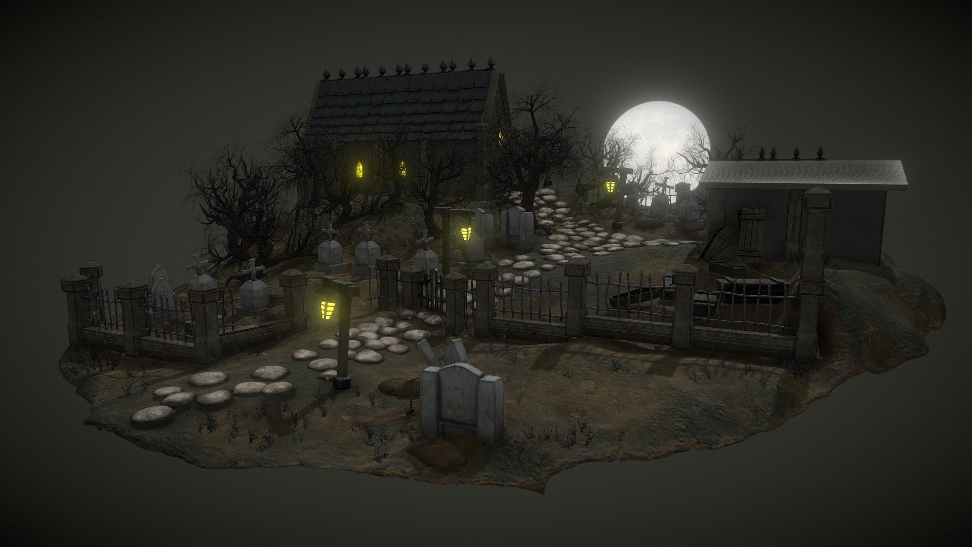 Stylized Graveyard Model &amp; Guide



Youtube complete Guide to this Model Link: https://youtu.be/G_q4rLqNoS0

This is the modular pack containing all the parts from the Youtube complete guide.  This pack contains 36 Blender texture maps and 24 Unreal Engine unique maps.  Below is a list of what the pack contains.

3 X Modular house blocks | 2 X Large Roofs | 6 X Pillars | 2 X Door | 2 X Windows | 1 X Roof Top | 2 X Lamp posts ( 1 X Animated) | 1 X Fence | 1 X Gate | 2 X Grave | 1 X Stepping Stones | 2 X Coffins | 4 X Grave Stones | 3 X Trees

1 X Blender Packed File complete with camera setup in Eevee Renderer