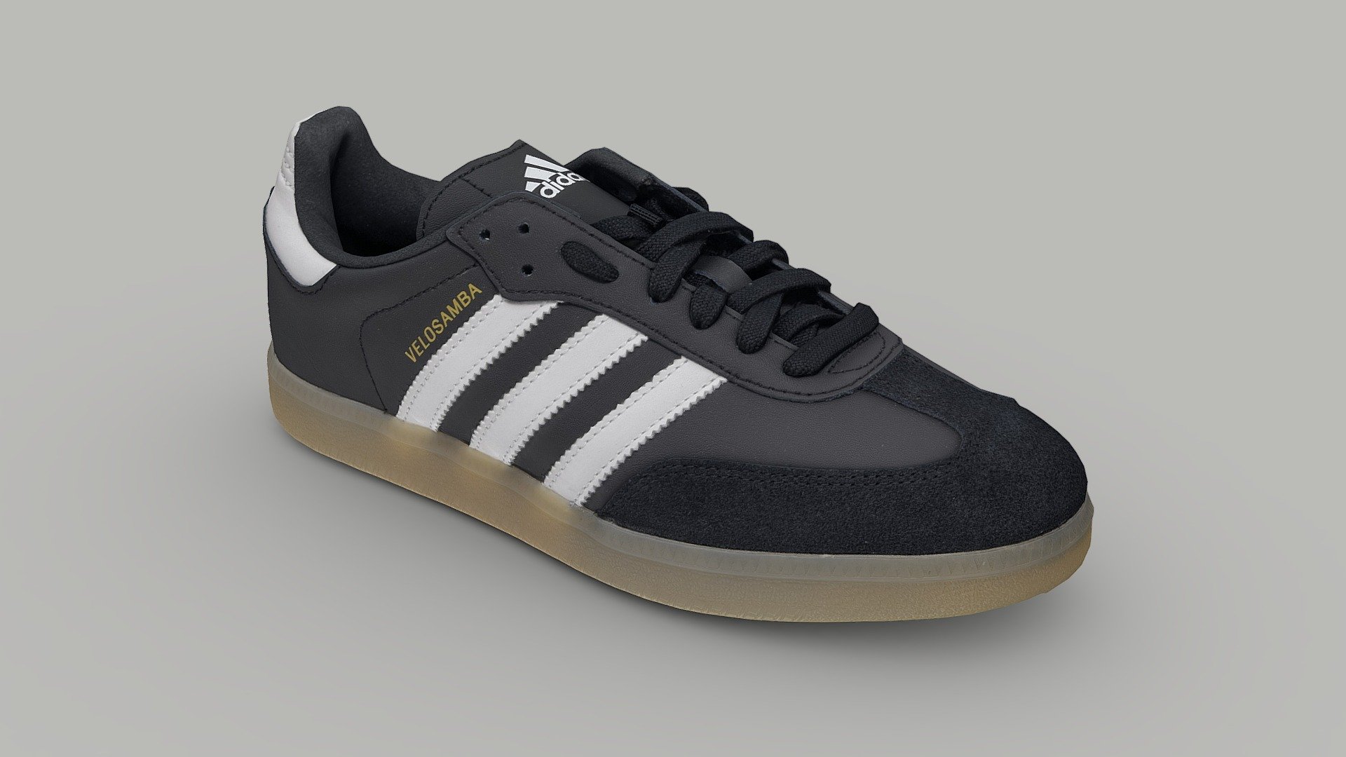 Photogrammetry 3D model of Adidas Velosamba.

After a long time outside of the cycling shoe business, adidas has merged his iconic tennis shoe from the 50s called Samba with the cycling culture. 
The results is this model that can be used for mtb, road bikes , indoor training and commuting, while maintaining a classic look.
It has a stiff sole and is ready for SPD pedals.