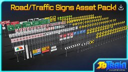 Road Signs Asset Pack | Australian, American railroad, prop, transport, highway, road, australia, railway, signal, freeway, roadsign, blender, lowpoly, gameart, gameasset, street, noai