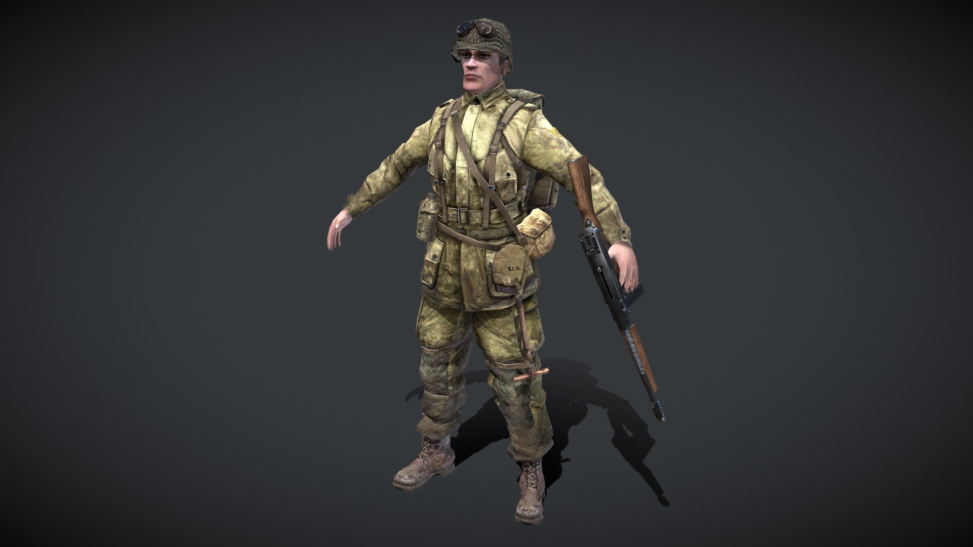 American Soldier low-poly 3D model