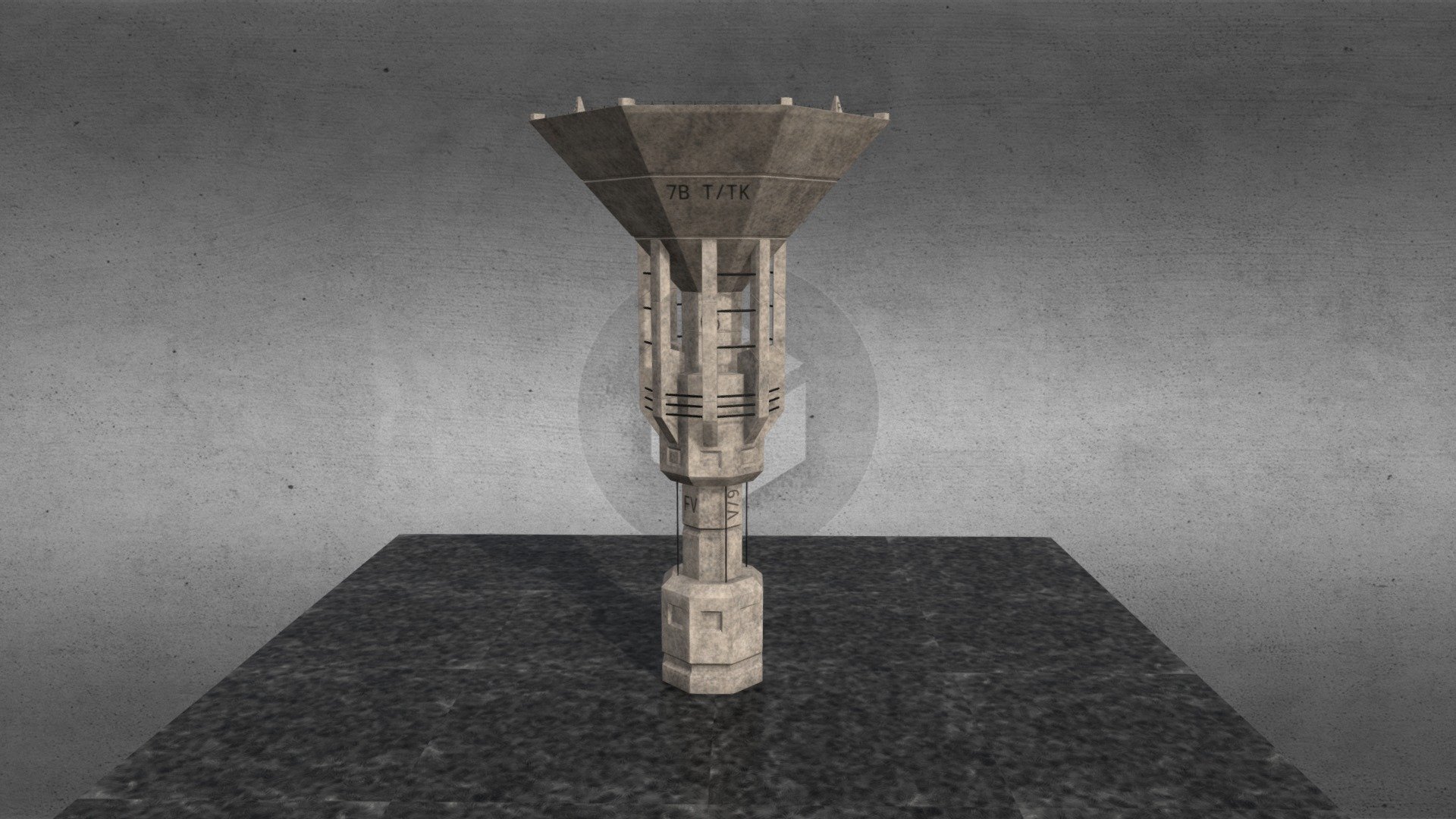 Former water tower converted into a Military-style Comms Tower.
Add some menace to your scene with this imposing concrete beast!