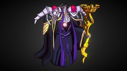 Overlord - Ainz Ooal Gown skeleton, flatshaded, stylizedcharacter, manga-style, manga_character, blender